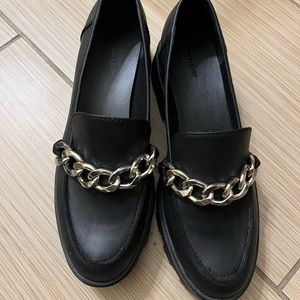 Black chunky sole loafers